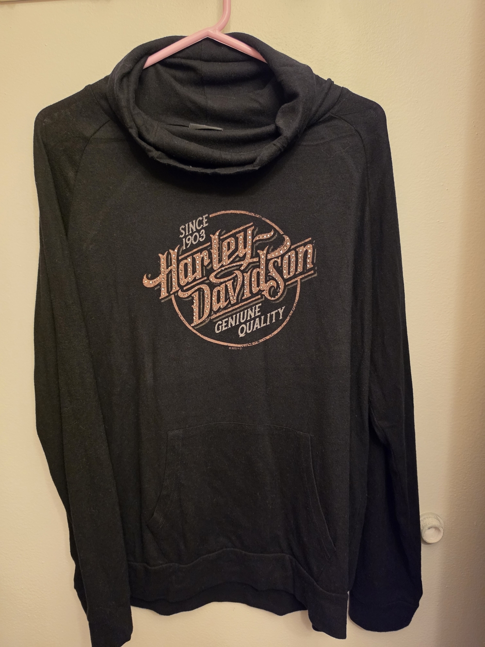 Harley-Davidson Black Hoodie with Orange Logo Patch